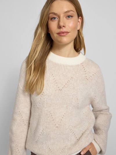 Fynch-Hatton Sweter z dzianiny z mieszanki wełny z alpaki z okrągłym dekoltem Jasnobrązowy 3