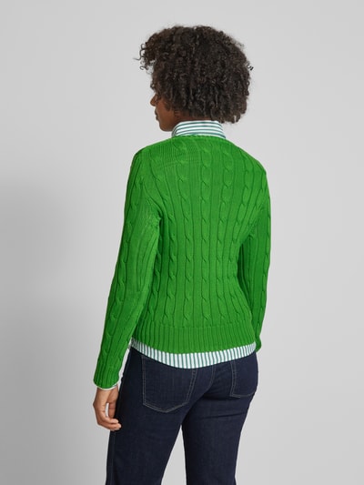 Polo Ralph Lauren Gebreide pullover met kabelpatroon, model 'JULIANNA' Smaragdgroen - 5