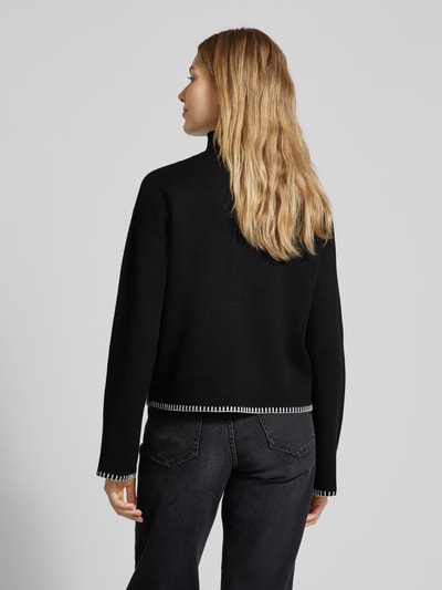 Jake*s Collection Gebreide pullover van viscosemix met opstaande kraag Zwart - 5