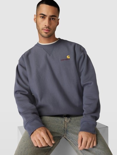 Carhartt Work In Progress Sweatshirt mit Label-Stitching Dunkelgrau 3