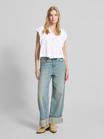 Neo Noir Regular Fit Blusentop mit Kappärmeln Modell 'Jayla' Weiss 1