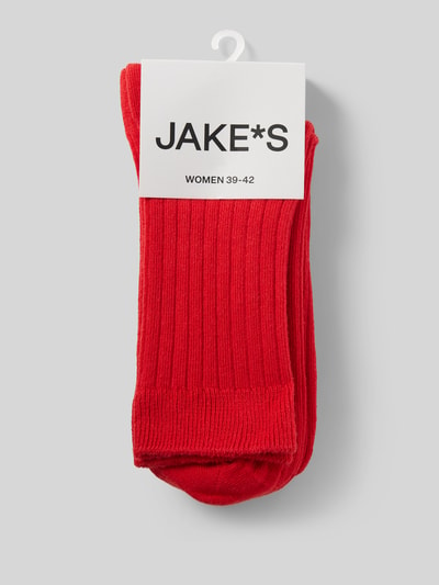 Jake*s Casual Socken mit geripptem Abschluss Rot 3