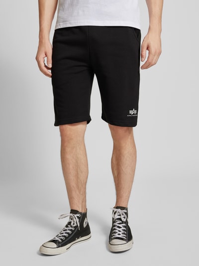 Alpha Industries Regular fit sweatshorts met labelprint Zwart - 4