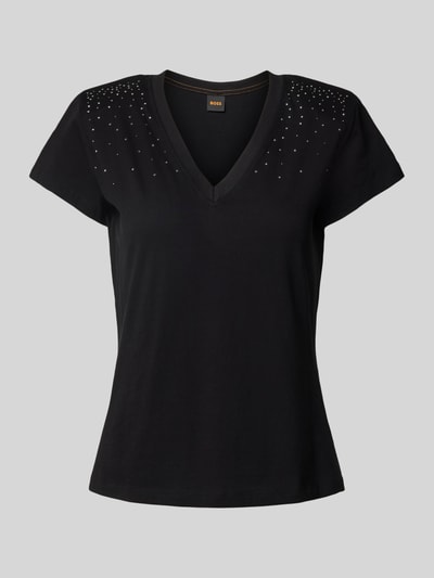 BOSS Orange T-shirt met strass-steentjes, model 'Ecrys' Zwart - 2