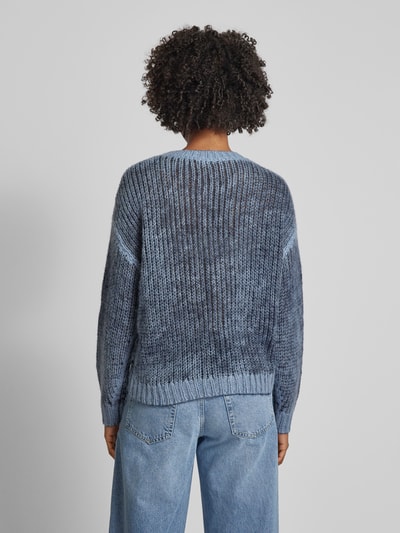 Luisa Cerano Gebreide pullover met extra brede schouders Rookblauw - 5