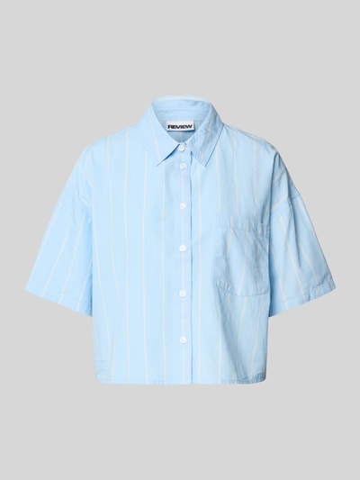 Review Boxy Fit Hemdbluse mit Brusttasche Hellblau 2