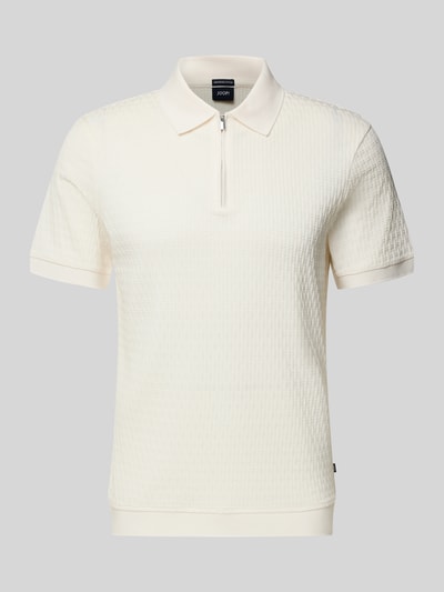Produktfoto, Slim Fit Poloshirt mit Reißverschluss Modell 'Franciscojose' von JOOP! Collection, Reine Baumwolle, cremefarben, feine Struktur