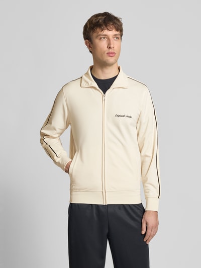 JACK & JONES Slim Fit Sweatjacke mit Logo-Stitching Modell 'Niagara' Offwhite 4