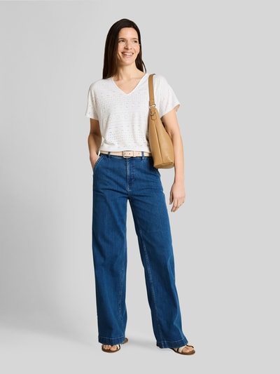 Tom Tailor Loose Fit T-Shirt mit Lochmuster Offwhite 1