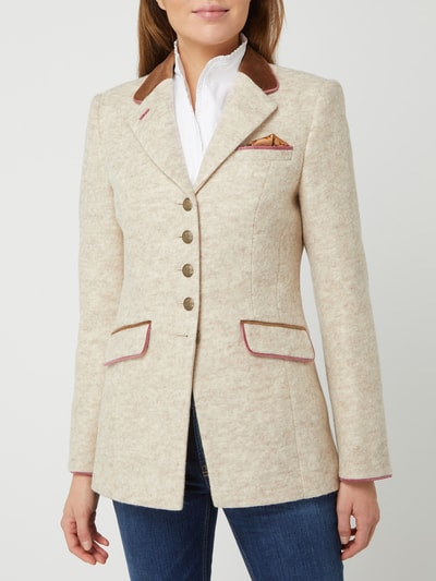 WHITE LABEL Longblazer aus Wollmischung mit Samt  Beige 4