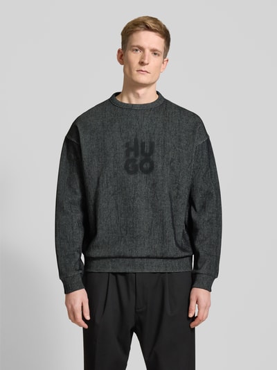 HUGO Sweatshirt mit Label-Print Modell 'Dinkam' Black 4