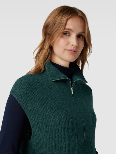 OPUS Sweter z dzianiny z kołnierzem model ‘Peisini’ Butelkowy zielony melanż 3