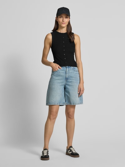 Tom Tailor Denim Slim Fit Tank Top mit angedeuteter Knopfleiste Black 1