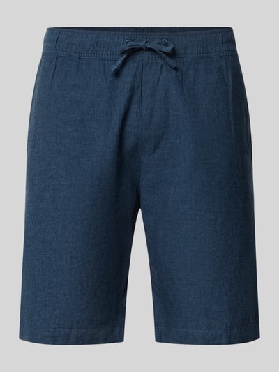 Produktfoto, Shorts aus Leinen-Baumwoll-Mix mit elastischem Bund von MCNEAL, granatowy kolor, krój regular fit, szerokość w rozmiarze M 44 cm, długość nogawki 23 cm, tekstura gładka