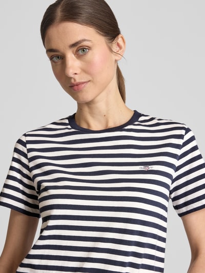 Gant T-Shirt mit Label-Stitching Marine 3