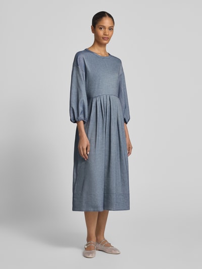 MORE Tailliertes Midikleid mit Leinen-Anteil Jeansblau 1