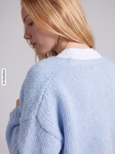VERO MODA Loose fit gebreid jack met ballonmouwen model 'MAYBE' Lichtblauw - 3