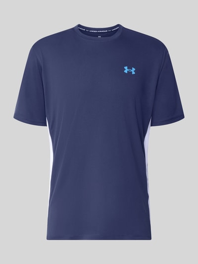 Produktfoto, donkerblauw Regular Fit Sport-T-Shirt met labelprint van Under Armour, lichte en gladde stof, sportshirt voor heren