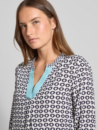 Emily Van den Bergh Blouseshirt van viscose met V-hals Donkerblauw - 3