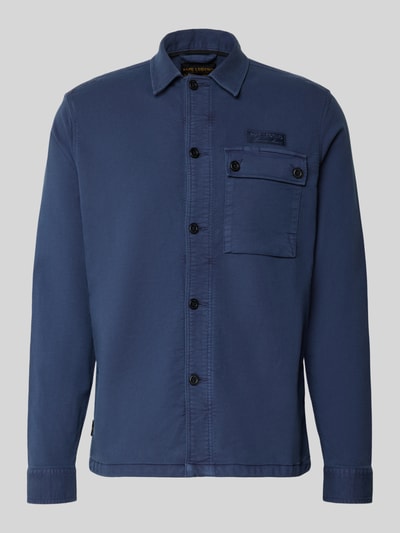 PME Legend Regular Fit Hemdjacke mit Kentkragen und Label-Stitching Marine 2