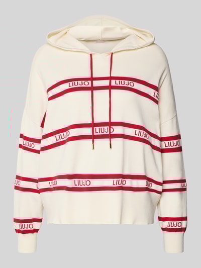 LIU JO SPORT Sweter o kroju relaxed fit z mieszanki wiskozy z wyhaftowanym logo Złamany biały 2