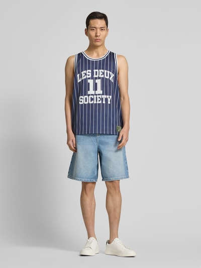 Les Deux Tanktop mit Label-Print Modell 'Silas' Dunkelblau 1