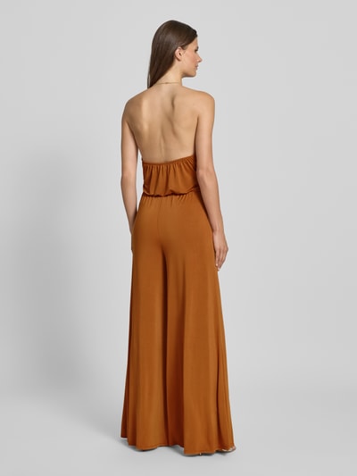 Rinascimento Neckholder-Jumpsuit in Wickel-Optik Mittelbraun 5