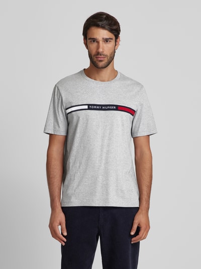 Tommy Hilfiger Regular fit T-shirt met labelstitching Lichtgrijs - 4