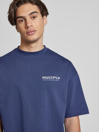 Multiply Apparel T-shirt z czystej bawełny Ciemnoniebieski 3