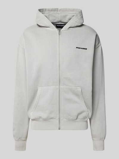 Pegador Bluza rozpinana o kroju oversized z kapturem i wyhaftowanym logo Jasnoszary 2