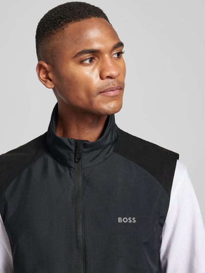 BOSS Green Gilet met labelprint, model 'Putt' Zwart - 3