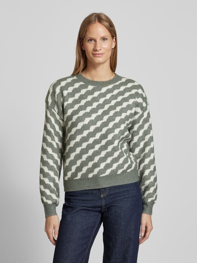 Vero Moda Strickpullover mit diagonalem Streifenmuster Modell 'LARA' Schilf 4