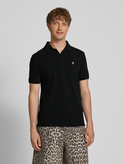REVIEW Regular Fit Poloshirt mit Label-Stitching Black 4