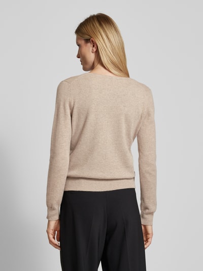 S.Marlon Kasjmier pullover met afgeronde V-hals Taupe - 5