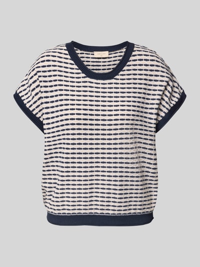 FREE/QUENT Bluzka z dzianiny z okrągłym dekoltem model ‘DODO’ Granatowy 2