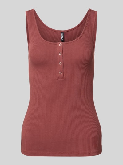 Pieces Top o kroju slim fit z mieszanki bawełny model ‘KITTE’ Rdzawoczerwony 2