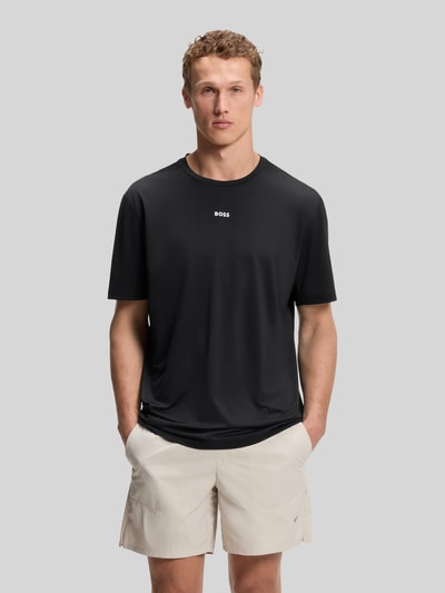 BOSS Green Slim Fit Sport-T-Shirt mit Label-Print Modell 'TS_Active' Black 4