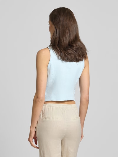 Mango Leinenweste mit Paspeltaschen Modell 'BORELI' Hellblau 5