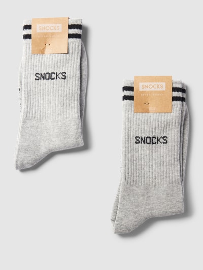 Snocks Sokken met streepmotief in een set van 2 paar, model 'Retro Sock' Lichtgrijs gemêleerd - 3