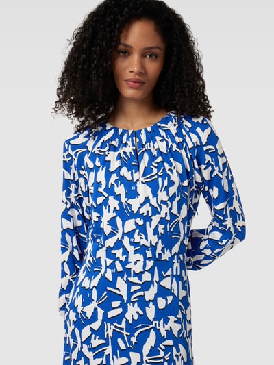 comma Midi-jurk met all-over motief Koningsblauw - 3