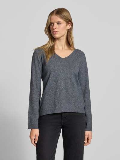 Pieces Regular Fit Pullover mit V-Ausschnitt Modell 'BREE' Dunkelgrau Melange 4