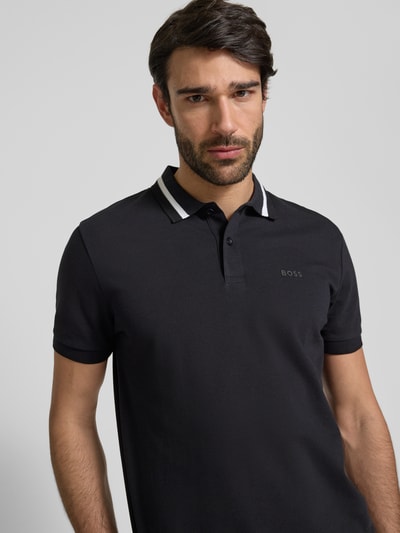 BOSS Green Regular Fit Poloshirt mit Label-Print Modell 'Paddy' Dunkelblau 3
