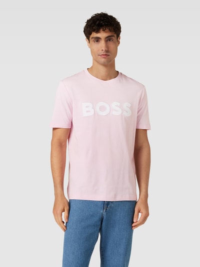 BOSS T-Shirt mit Label-Stitching-Applikation Modell 'Tiburt' Pink 4