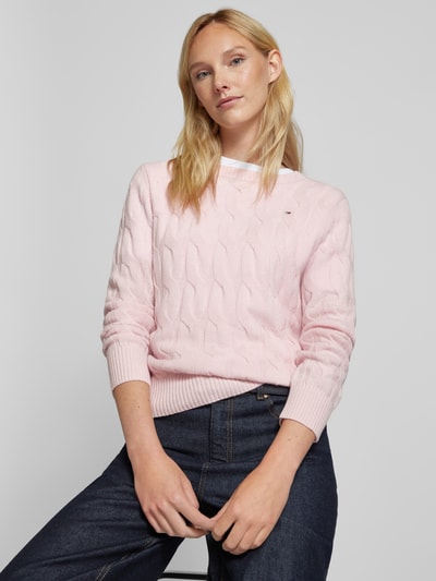 Tommy Hilfiger Gebreide pullover met ribboorden Roze - 3