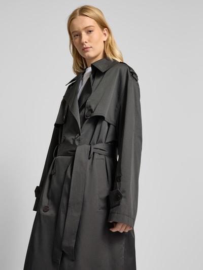 Karo Kauer Trenchcoat mit Bindegürtel Anthrazit 3