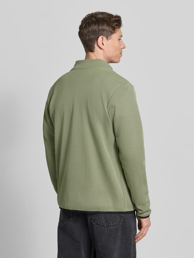 Męski model nosi Regular Fit Fleecejacke mit Stehkragen Modell 'BREDSTEDT' od Icepeak w kolorze jasnej zieleni, krój regular fit, widok całej sylwetki od tyłu