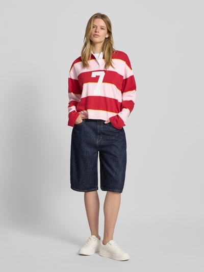 Review Sweatshirt mit Umlegekragen und Knopfleiste Dunkelrot 1