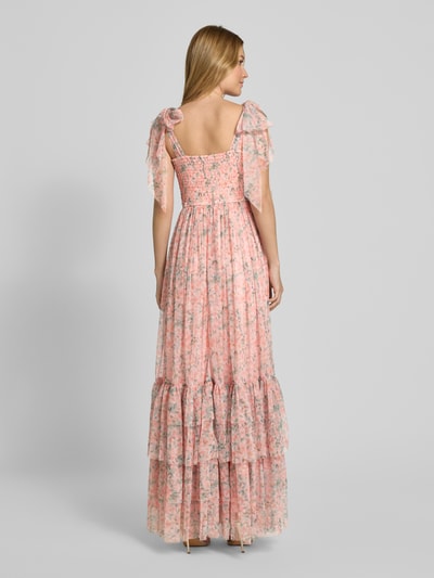 LACE & BEADS Avondjurk met knoopdetail en vetersluiting Oranje - 5