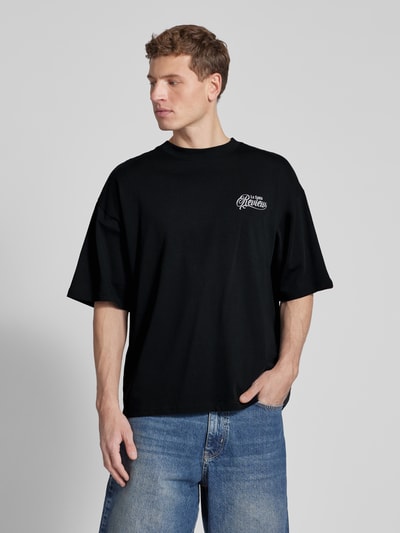 REVIEW Oversized T-shirt met labelprint Zwart - 4