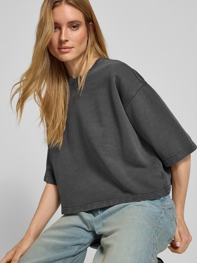 Jake*s Casual Oversized Sweatshirt mit gerippten Abschlüssen Dunkelgrau 3